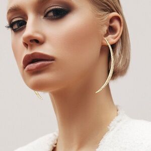 Gold Oversized Crescent Moon Statement Earrings